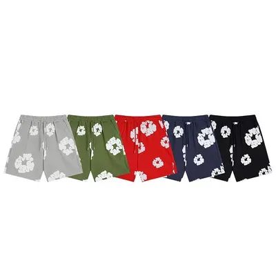 Floral Print Shorts Gray Green Red Navy Black Casual