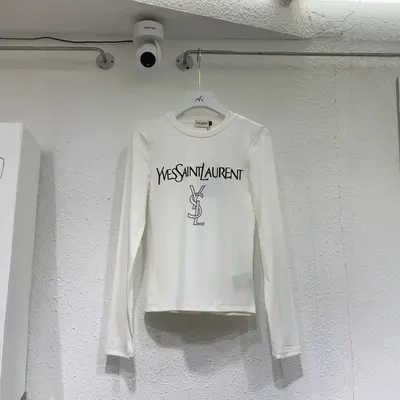 Saint Laurent Long Sleeve White Logo T-Shirt