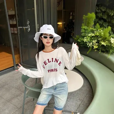 Celine Paris White Long Sleeve T-Shirt