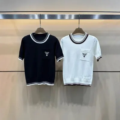 Prada Knit T-Shirt Black White Casual