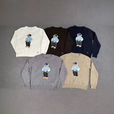 Ralph Lauren Bear Patch Crewneck Sweater Multi Color Casual