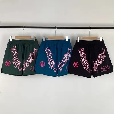 Kissstar Logo Print Green Blue Black Sport Shorts