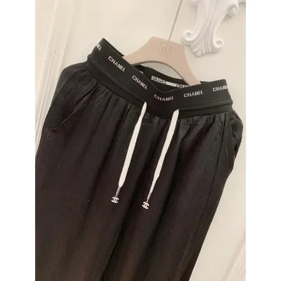 Chanel Logo Black Casual Pants