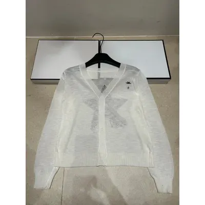 White Knit V-Neck Cardigan Sweater