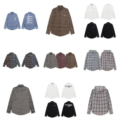 Wetidone Plaid Long Sleeve Shirt Multi Color Casual Shirt