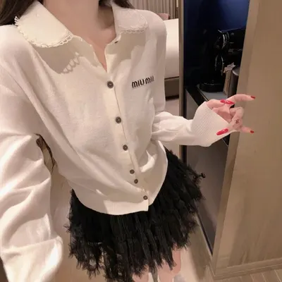 Miu Miu Knit Cardigan White Casual Sweater