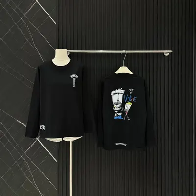 Black Long Sleeve Graphic T-Shirt Casual Wear