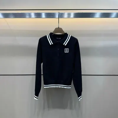 Miu Miu Knit Polo Black Casual Sweater