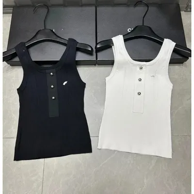 Knit Tank Top Black And White Ribbed Sleeveless