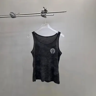 Unisex Tie Dye Black Sleeveless Tank Top