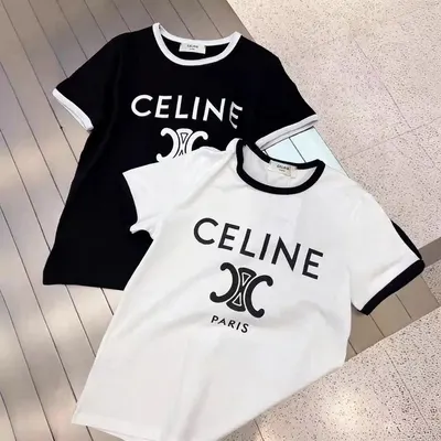 Celine Logo Black White Casual T-Shirt