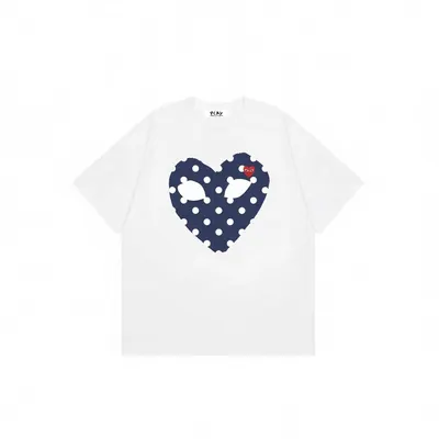 Comme Des Garcons Play White Heart Print T-Shirt