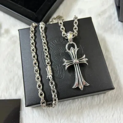 Silver Cross Pendant Necklace Silver Religious Jewelry
