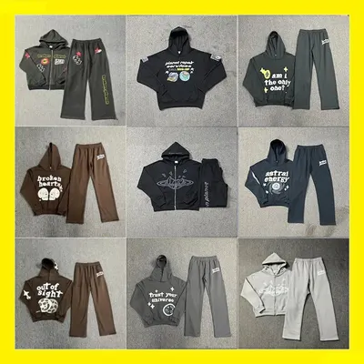 Unisex Hoodie Set Black Casual Tracksuit