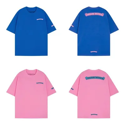 Chronic Hearts Oversized Blue Pink Casual T-Shirt