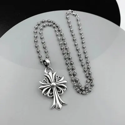 Silver Cross Pendant Necklace Silver Religious Jewelry