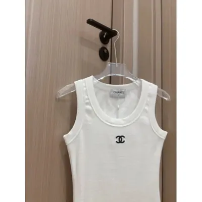 Chanel Basic White Sleeveless Top