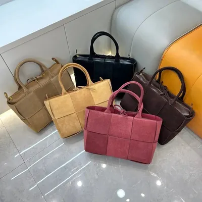Suede Patchwork Tote Bag Pink Fashion Handbag