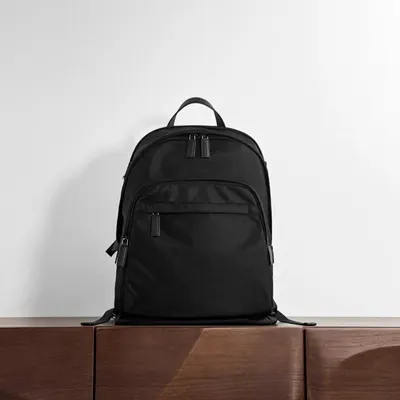 Minimalist Black Nylon Backpack