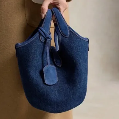Denim Tote Bag Blue Casual Handbag