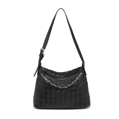 Bottega Veneta Intrecciato Black Leather Shoulder Bag