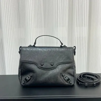 Leather Crossbody Black Vintage Handbag