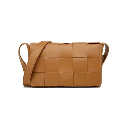 Leather Weaved Tan Crossbody Bag