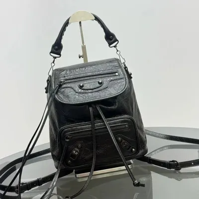 Leather Backpack Black Vintage Style