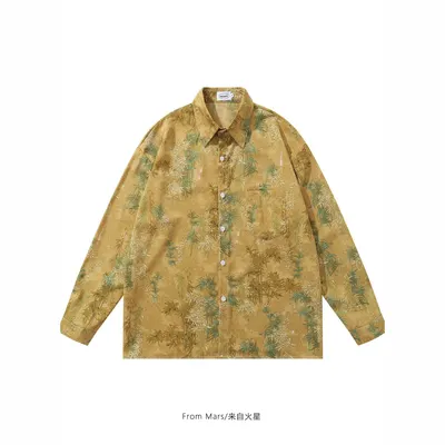 From Mars Bamboo Print Yellow Long Sleeve Shirt
