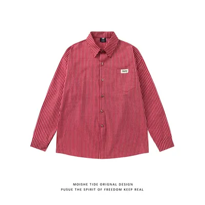 Moishe Tide Striped Red Long Sleeve Shirt