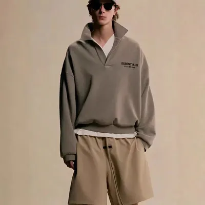 Essentials Year Of God Grey Oversized Pullover Sweatshirt