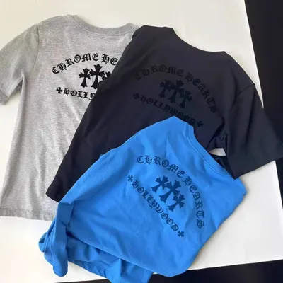 Chrome Hearts T-Shirt Gray Black Blue Casual