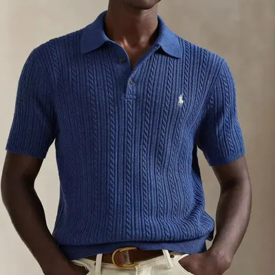 Ralph Lauren Cable Knit Blue Polo Shirt