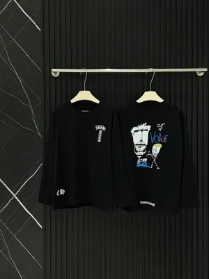 Black Long Sleeve Graphic T-Shirt Casual