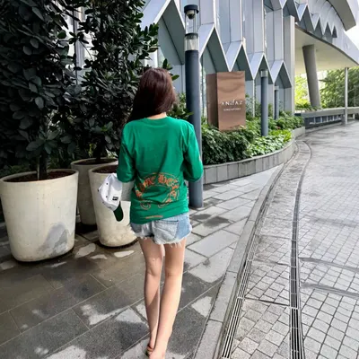 Green Long Sleeve Graphic T-Shirt Casual Wear