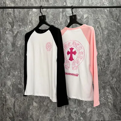 Unisex Raglan Long Sleeve White Pink Gothic T-Shirt