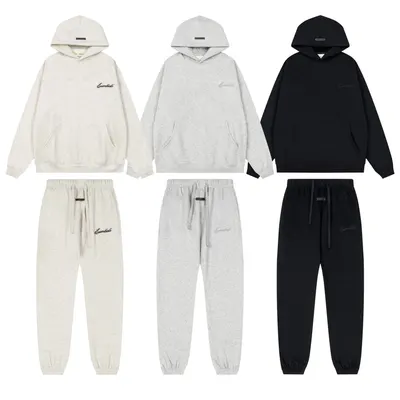 Essentials Hoodie Set White Gray Black Casual
