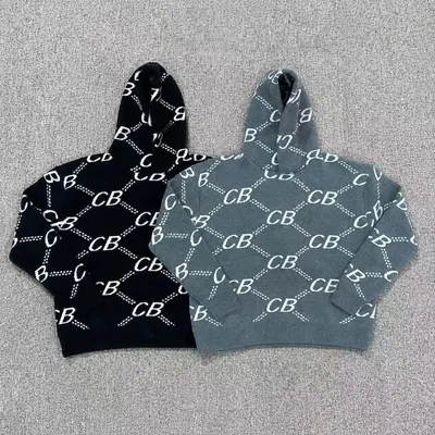 CB Logo Hoodie Black And Grey Knitwear