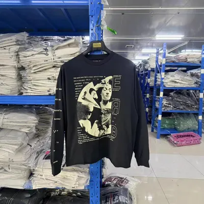 Unisex Long Sleeve Black Graphic T-Shirt