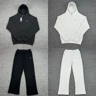 Basic Hoodie Sweatshirt Black Casual Set