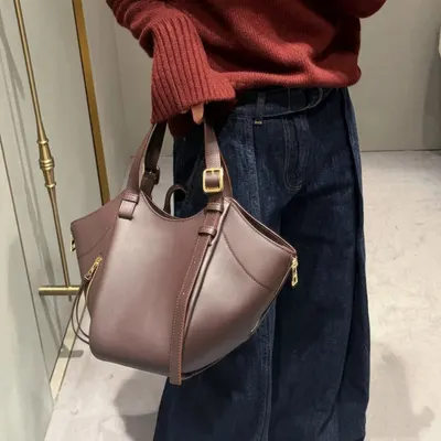 Leather Handbag Brown Minimalist Tote Bag