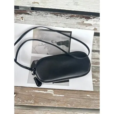 Leather Crossbody Bag Black Minimalist