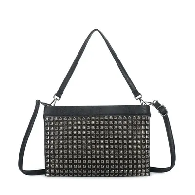 Studded Black Leather Crossbody Bag