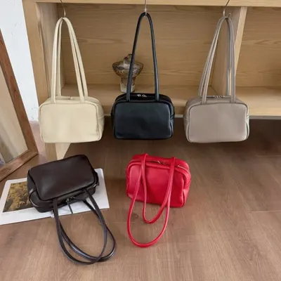 Leather Crossbody Bag Black Minimalist Style