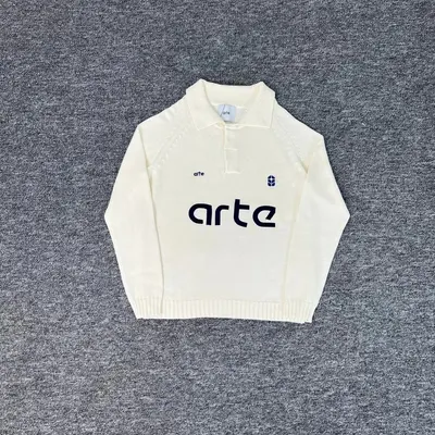 Arte Knit Polo Cream Casual Sweater