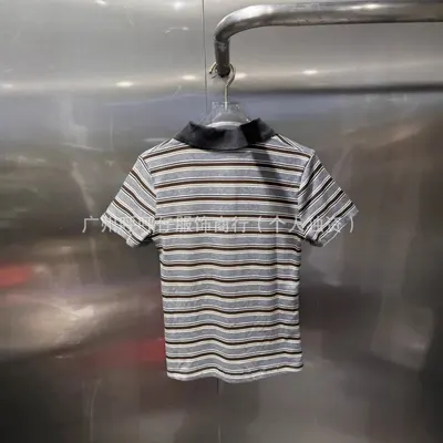 Striped Short Sleeve Gray Casual T-Shirt