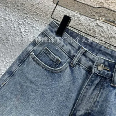 Denim High Waisted Blue Casual Pants